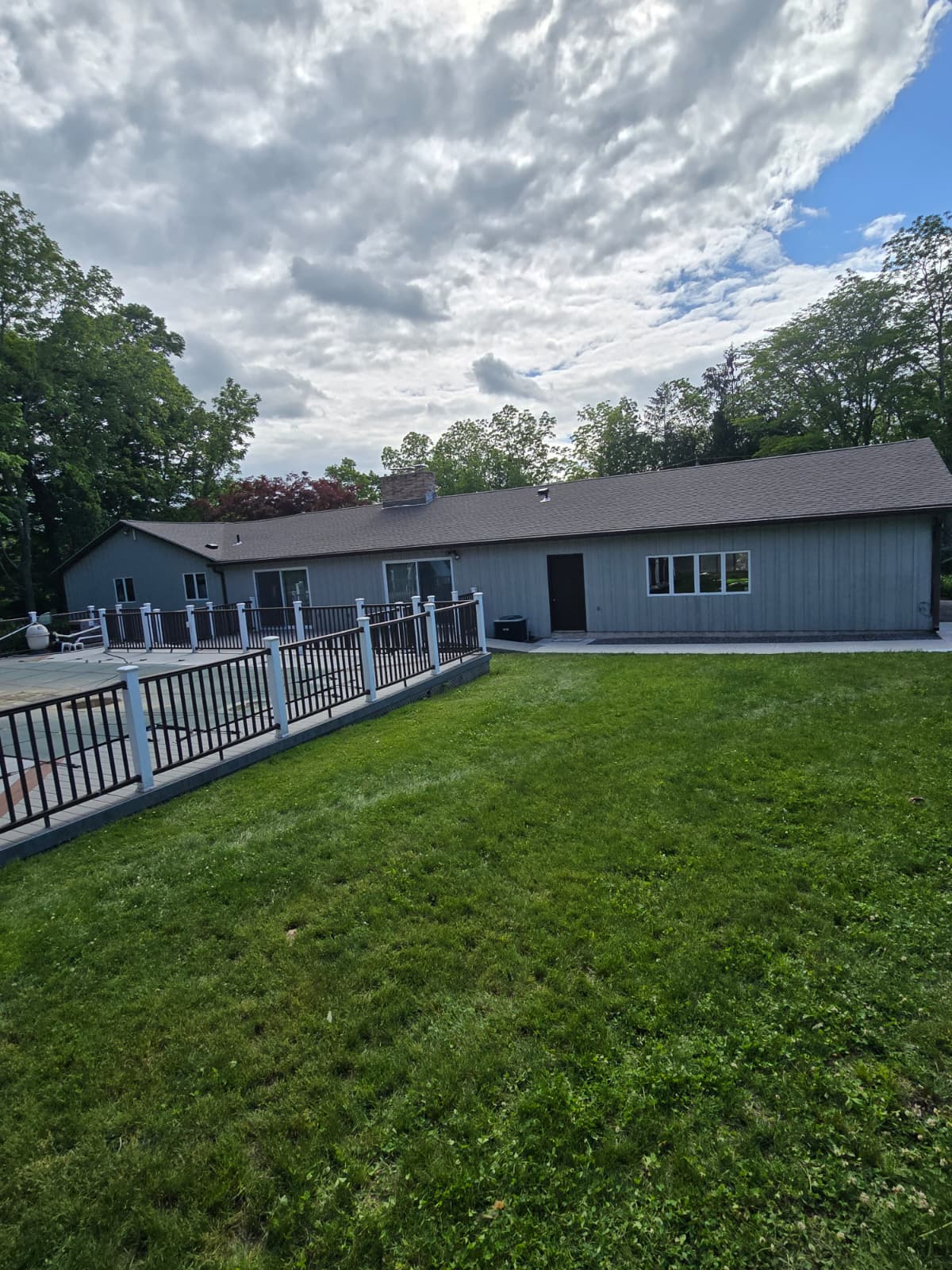 Completed roof on residential ranch home